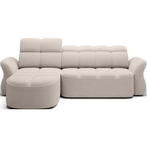 Béžová rozkladacia/s úložným priestorom rohová pohovka z textílie buklé (ľavý roh/s leňoškou) Beneth – ELTAP vyobraziť