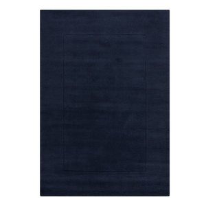 Tmavomodrý ručne tkaný vlnený koberec 160x230 cm Textured Wool Border – Flair Rugs vyobraziť