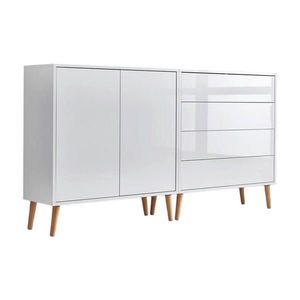 MID.YOU ŠIROKÁ KOMODA, biela, biela s vysokým leskom, 158/86/33 cm vyobraziť