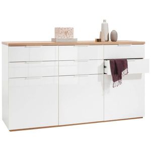 Carryhome ŠIROKÁ KOMODA, farba duba, biela s vysokým leskom, 180/102/50 cm vyobraziť