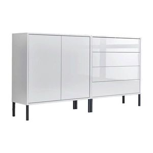 MID.YOU ŠIROKÁ KOMODA, biela, biela s vysokým leskom, 158/86/33 cm vyobraziť