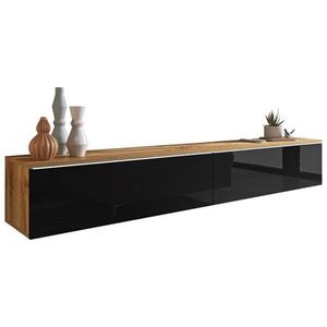P & B NÍZKA KOMODA, dub wotan, čierna s vysokým leskom, 180/30/33 cm vyobraziť