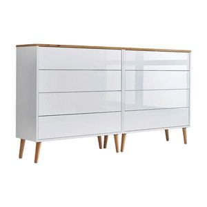 MID.YOU KOMODA, dub artisan, biela s vysokým leskom, vyobraziť