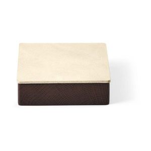 Hnedý/krémový drevený/z eko kože úložný box s vekom/dekoratívny 11x11x3, 5 cm Square Nupo – LIND DNA vyobraziť