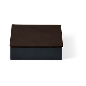 Čierny/hnedý drevený/z eko kože úložný box s vekom/dekoratívny 11x11x3, 5 cm Square Nupo – LIND DNA vyobraziť