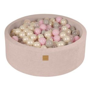 Krémový zamatový bazénik s loptičkami ø 90x30 cm Montessori – Meowbaby vyobraziť