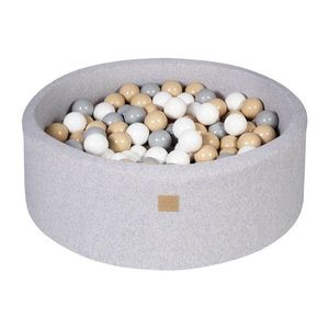 Sivý látkový bazénik s loptičkami ø 90 cm výška 30 cm Montessori – Meowbaby vyobraziť