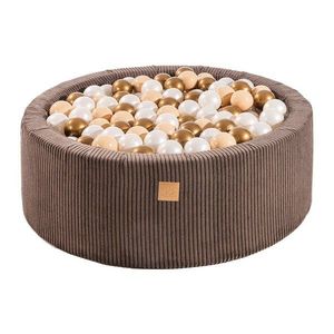 Hnedý menčestrový bazénik s loptičkami ø 90x30 cm Montessori – Meowbaby vyobraziť