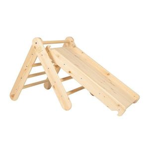 Pikler trojuholník z borovicového dreva v prírodnej farbe 46x87x60 cm Montessori – Meowbaby vyobraziť