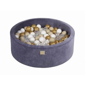 Sivomodrý zamatový bazénik s loptičkami ø 90x30 cm Montessori – Meowbaby vyobraziť