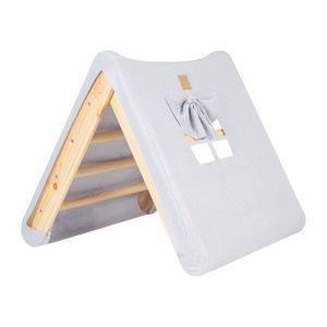 Svetlomodrý/v prírodnej farbe pikler trojuholník z borovicového dreva 61x60x60 cm Montessori – Meowbaby vyobraziť