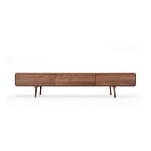 Hnedý TV stolík z orechového dreva 220x45x45 cm Fawn – Gazzda vyobraziť