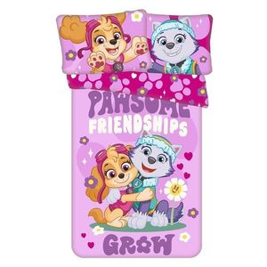 Ružové bavlnené detské obliečky do postieľky 100x135 cm Paw Patrol "Pawsome friendships grow" – Jerry Fabrics vyobraziť