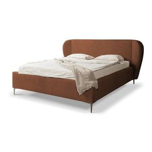 Terakotová čalúnená dvojlôžková posteľ s roštom 140x200 cm Makana – Makamii vyobraziť
