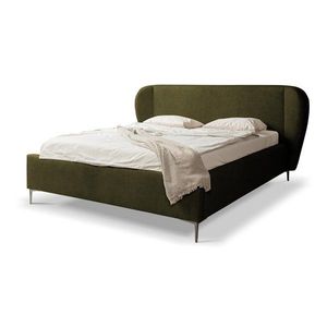Tmavozelená čalúnená dvojlôžková posteľ s roštom 160x200 cm Makana – Makamii vyobraziť