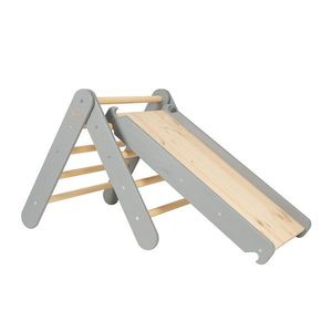 Sivý pikler trojuholník z borovicového dreva 46x87x60 cm Montessori – Meowbaby vyobraziť