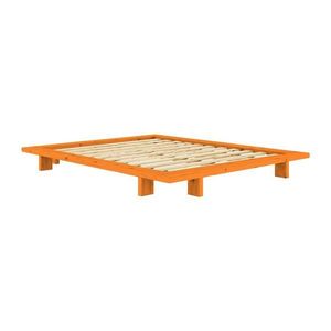 Oranžová dvojlôžková posteľ z borovicového dreva bez čela s roštom 160x200 cm Japan – Karup Design vyobraziť