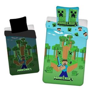 Bavlnené detské obliečky so svietiacim efektom na jednolôžko 140x200 cm Minecraft "Jungle Fight" – Jerry Fabrics vyobraziť