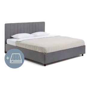 Sivá čalúnená dvojlôžková posteľ s úložným priestorom s matracom/s roštom 180x200 cm Myra Slim Line – Bonami Selection vyobraziť