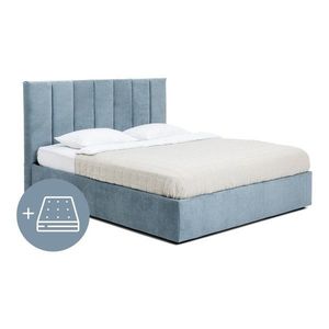 Modrá čalúnená dvojlôžková posteľ s úložným priestorom s matracom/s roštom 160x200 cm Thessa Bold Line – Bonami Selection vyobraziť