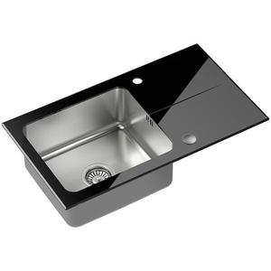 Kuchynský drez z nerezu a tvrdeného skla Efekt 111 770x440x190 mm čierny vyobraziť