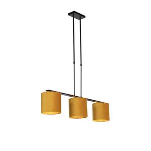 Závesné svietidlo s zamatovými tienidlami žltá so zlatom 20 cm - Combi 3 Deluxe vyobraziť