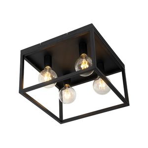 Priemyselné stropné svietidlo čierne 40 cm 4-svetlo - Cage vyobraziť
