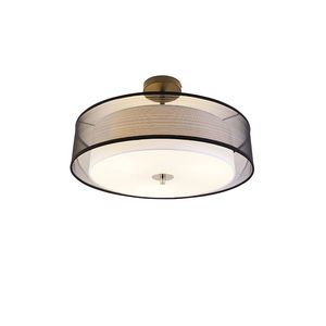 Moderné stropné svietidlo čierne s bielou 50 cm 3-svetlo - Drum Duo vyobraziť