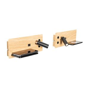 Sada 2 nástenných svietidiel čiernych s drevom vrátane LED s USB a indukčným nabíjaním - Riza vyobraziť