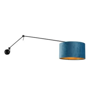Nástenná lampa čierna s modrým zamatovým tienidlom 35 cm nastaviteľná - Blitz vyobraziť
