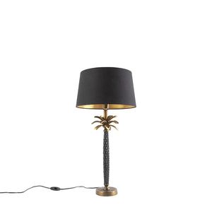 Art Deco stolná lampa bronzová s čiernym tienidlom 35 cm - Areka vyobraziť