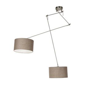 Inteligentné závesné svietidlo oceľ s tienidlom 35 cm taupe vrátane 2 Wifi A60 - Blitz vyobraziť