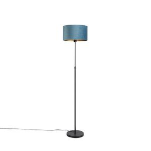 Stojaca lampa čierna s modrým zamatovým tienidlom so zlatom 35 cm - Parte vyobraziť
