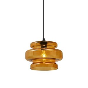 Retro závesná lampa čierna s oranžovým sklom - Denise vyobraziť