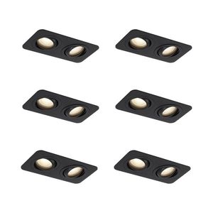 Sada 6 zaoblených zapustených bodových svetiel čierna GU10 50 mm otočné a naklápacie IP44 2-svetlé - Alberto vyobraziť