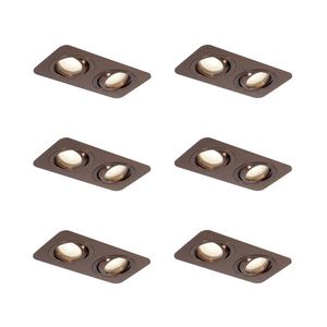 Sada 6 zaoblených zapustených bodových svetiel tmavý bronz GU10 50 mm otočné a naklápacie IP44 2-svetlá - Alberto vyobraziť