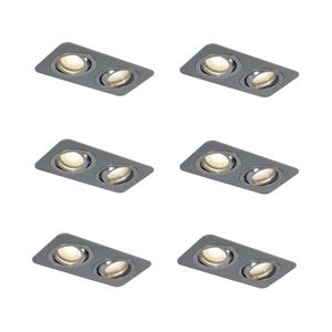 Sada 6 zaoblených zapustených bodových svetiel Gunmetal GU10 50 mm nastaviteľné IP44 2-svetlá - Alberto vyobraziť