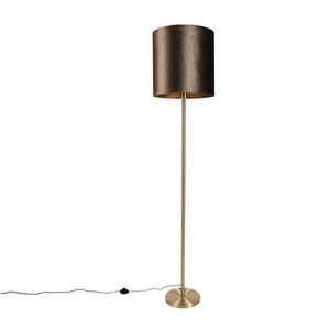 Stojacia lampa mosadz s velúrovým tienidlom hnedá 40 cm - Simplo vyobraziť