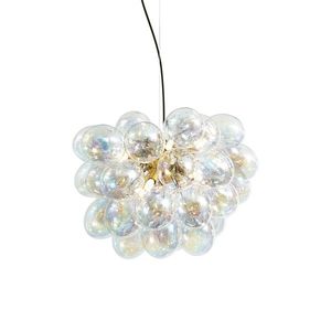 Art Deco závesná lampa zlatá s dúhovým sklom 50cm 8-svetiel - Uvas vyobraziť