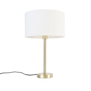 Klasická stolná lampa mosadz s bielym tienidlom 35 cm - Simplo vyobraziť