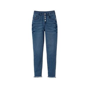 Džínsy s vysokým pásom, modrý denim vyobraziť