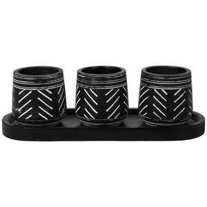 Kvetináč s podnosom 8x8x8cm čiernobiely vyobraziť