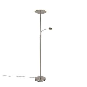 Moderná stojaca lampa oceľ vrátane LED stmievateľná s ramenom na čítanie - Strela vyobraziť