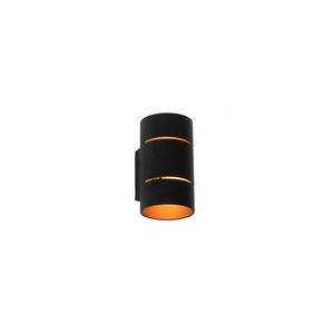 Moderná nástenná lampa čierna so zlatým vnútorným priestorom - Pia vyobraziť
