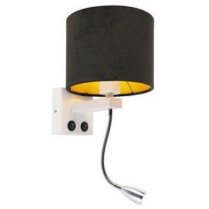 Moderná nástenná lampa biela s čiernym zamatovým tienidlom - Brescia vyobraziť