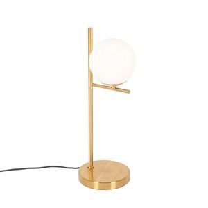 Art Deco stolná lampa zlatá a opálové sklo - Flore vyobraziť