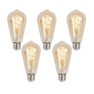 Sada 5 ks Inteligentná stmievateľná LED žiarovka E27 ST64 Jantárová 4, 9 W 320 lm 2500 K vyobraziť