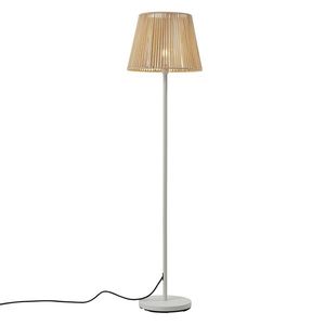 Vonkajšia stojaca lampa biela s béžovým lanovým tienidlom IP44 - Virginia Jayla vyobraziť