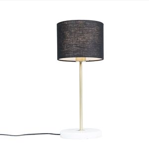 Stolná lampa mosadz s čiernym tienidlom 20 cm - Kaso vyobraziť