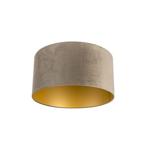 Zamatové tienidlo na lampu sivohnedé 50/50/25 so zlatým interiérom vyobraziť